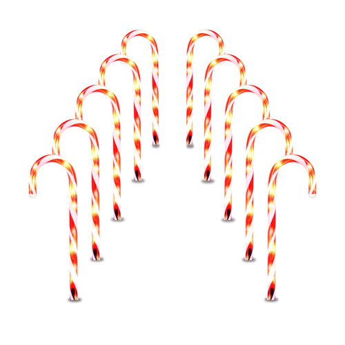 12 Pcs Christmas Candy Cane Pathway Markers Lights, 12” Stakes Lights, Outdoor Decorations for Holiday Xmas Indoor Yard Patio Garden Walkway