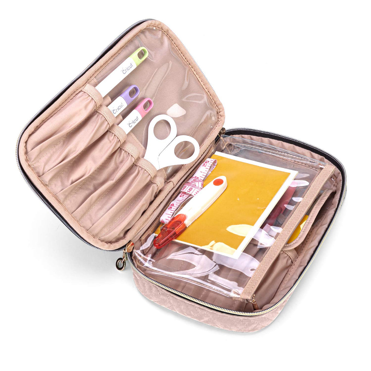 Yarwo Carrying Case Compatible with Cricut Tools Set, Accessories Organizer Bag for Craft Pens and Basic Tools, Dusty Rose (PATENTED DESIGN)