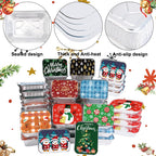 36PCS Christmas Foil storage Containers 9 Styles Merry Christmas Disposable Leftover Food Containers with Lids Aluminum Cookie Tin Pans for Winter Holiday Gift Giving Party Supplies(Style B)