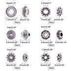 PH PandaHall 300pcs 6 Style Antique Silver Spacer Beads, Tibetan Metal Alloy Tube Spacers Flower Flat Rondelle Small Loose Beads for Bracelet Necklace Earring Jewelry Making Supplies