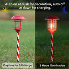 Dynaming 6 Pack Dual Use Solar Christmas Path Lights Outdoor, Hanging Lantern Solar Garden Light with Edison Bulb, Xmas Pathway Markers, Auto On/Off Candy Cane Lights for Patio Yard Walkway Driveway