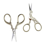 Embroidery Scissors, Stainless Steel Sharp Stork Scissors for Sewing Crafting, Art Work, Threading, Needlework - DIY Tools Dressmaker Small Shears - 2 Pcs (3.6 Inches, Gold)