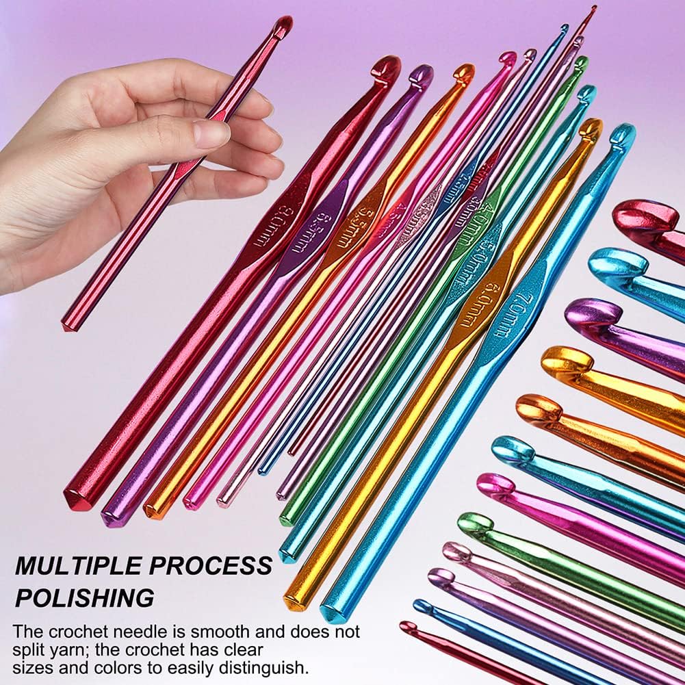 Katech Crochet Hooks Kit with Case, 85-Piece, Ergonomic Crochet Needles Weave Yarn Kits DIY Hand Knitting Art Tools for Beginners and Experienced Crochet Lovers