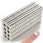DIYMAG 8x3mm Small Refrigerator Magnets, 100Pcs Tiny Round Magnets for Crafts, Premium Brushed Nickel Fridge, Office Come with Storage Case