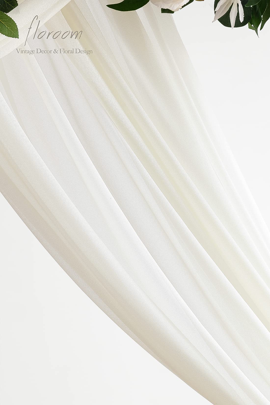 Wedding Arch Draping Fabric 2 Panels 20Ft Ivory Chiffon Fabric Drapes Arbor Drapery Wedding Ceremony Reception Swag Decorations