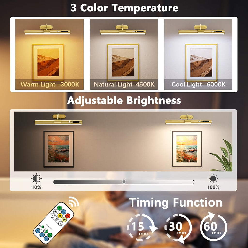 Hapfish Rechargeable Motion-Sensor Picture Light — Gold