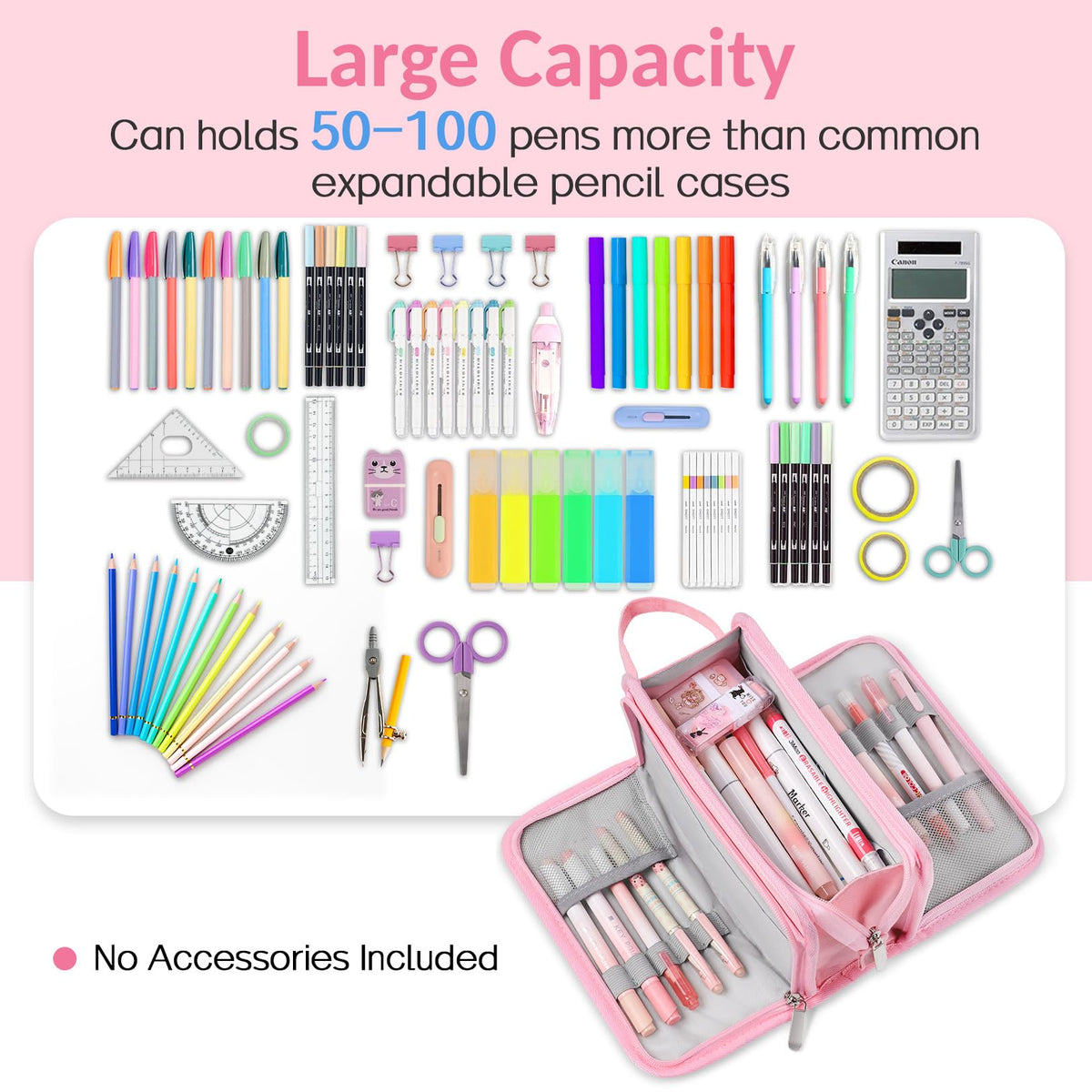 Sooez Large Pencil Case, Big Capacity Pencil Pouch Pen Bag with 3 Compartment, Portable Canvas Stationery Organizer with Zipper, Cute Aesthetic School Supplies for Teen Girls, Purple with Plaid