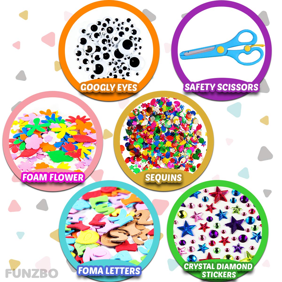 FUNZBO Arts and Crafts Supplies - Christmas Gifts for Kids, Girls, Crafts for Girls 4, 5, 6, 7, 8, 9 Years Old with Glitter Glue Stick, Pipe Cleaners Craft & Craft Tools, School Learning Activities