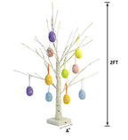 Easter Decorations kemooie 24 Inch Pre-lit White Birch Tree with 10 Hanging Easter Egg Ornaments, 24 Led Lights Battery Operated Easter Table Centerpiece for Party Birthday Home Spring Decoration