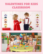 24 Pack Valentine's Flower Bouquets Building Blocks - Ideal for Kids Classroom Exchange, Party Favors, and School Gifts, Includes Greeting Cards & Variety Designs for Boys and Girls