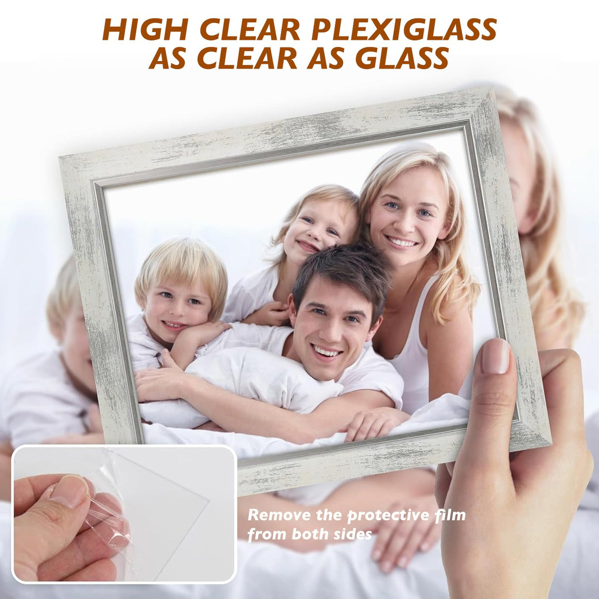 4x6 Picture Frames Set of 4 Rustic Retro Photo Frame with plexiglass Glass Wall Mount and Tabletop Display Family Friends Wedding Gift