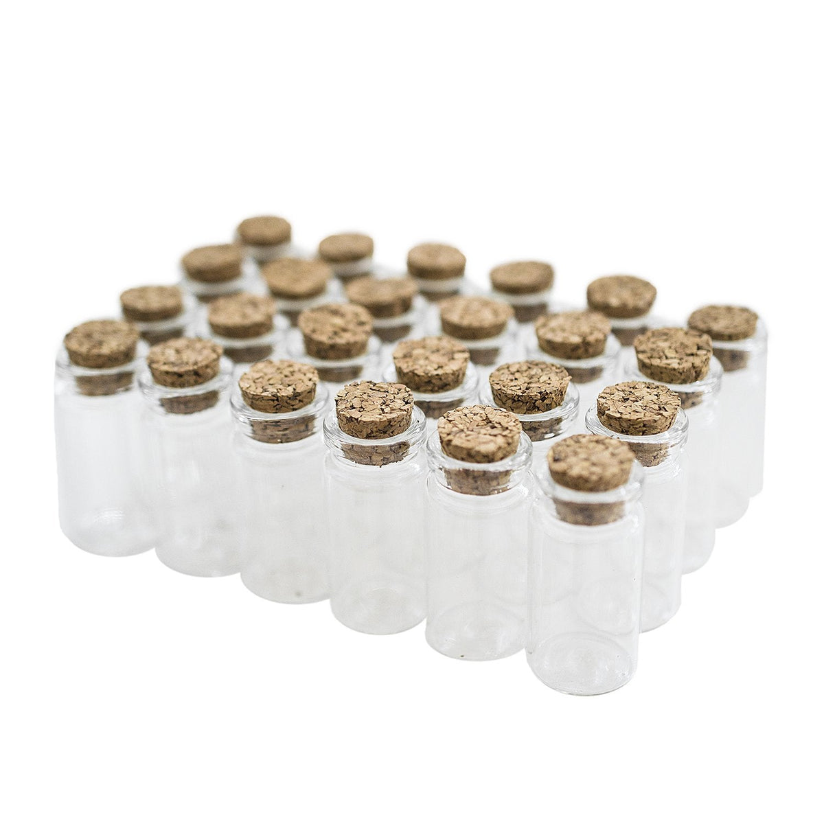 Mini Clear Glass Jars Bottles with Cork Stoppers for Arts & Crafts, Projects, Decoration, Party Favors - Size: 1-1/2" Tall X 3/4 Inches Diameter (24)
