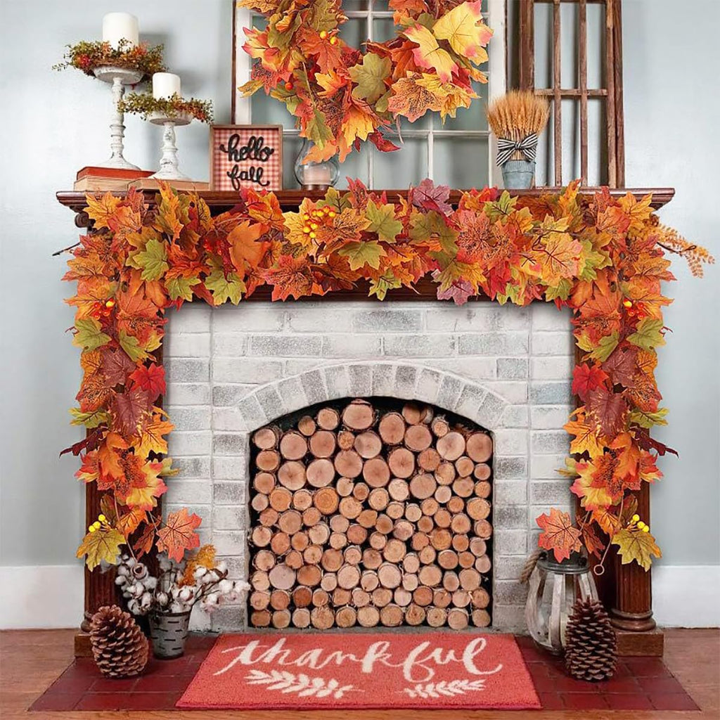 3-Pack Fall Leaf Garland for Thanksgiving Decor