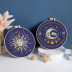 Louise Maelys 3 Set Tarot Embroidery Kits for Beginners,Cross Stitch Kit for Adults,Starters DIY Needlepoint Including Embroidery Cloth with Sun Moon Star Evil Eye Pattern and Instructions