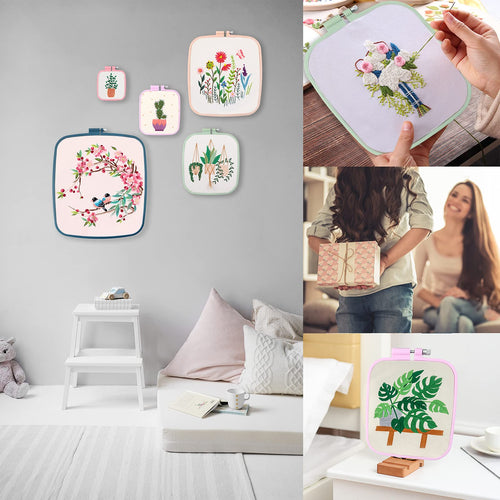 4 Pcs 4 Size Square Embroidery Hoops, ABS Plastic Embroidery Hoops Cross Stitch Hoops Embroidery Frames for Sewing, Needlework, Embroidery Projects (Size-3", 4.3", 6.5", 8.7")