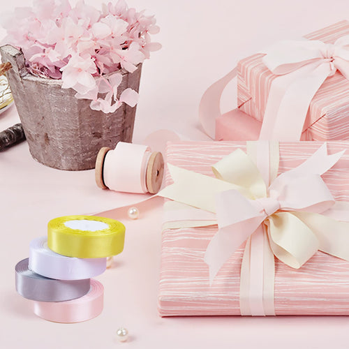 12 Rolls 300 Yards 1 Inch Satin Ribbon Assorted Colors - 25 Yards/Roll, Ribbon for Gift Wrapping Girl Hair Bow, Ribbons for Crafts Party Wedding Decor