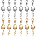 12 Pieces Locking Magnetic Jewelry Clasp Round Necklace Clasp Closures Bracelet Extender for Jewelry Making (Gold, Silver)