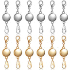 12 Pieces Locking Magnetic Jewelry Clasp Round Necklace Clasp Closures Bracelet Extender for Jewelry Making (Gold, Silver)
