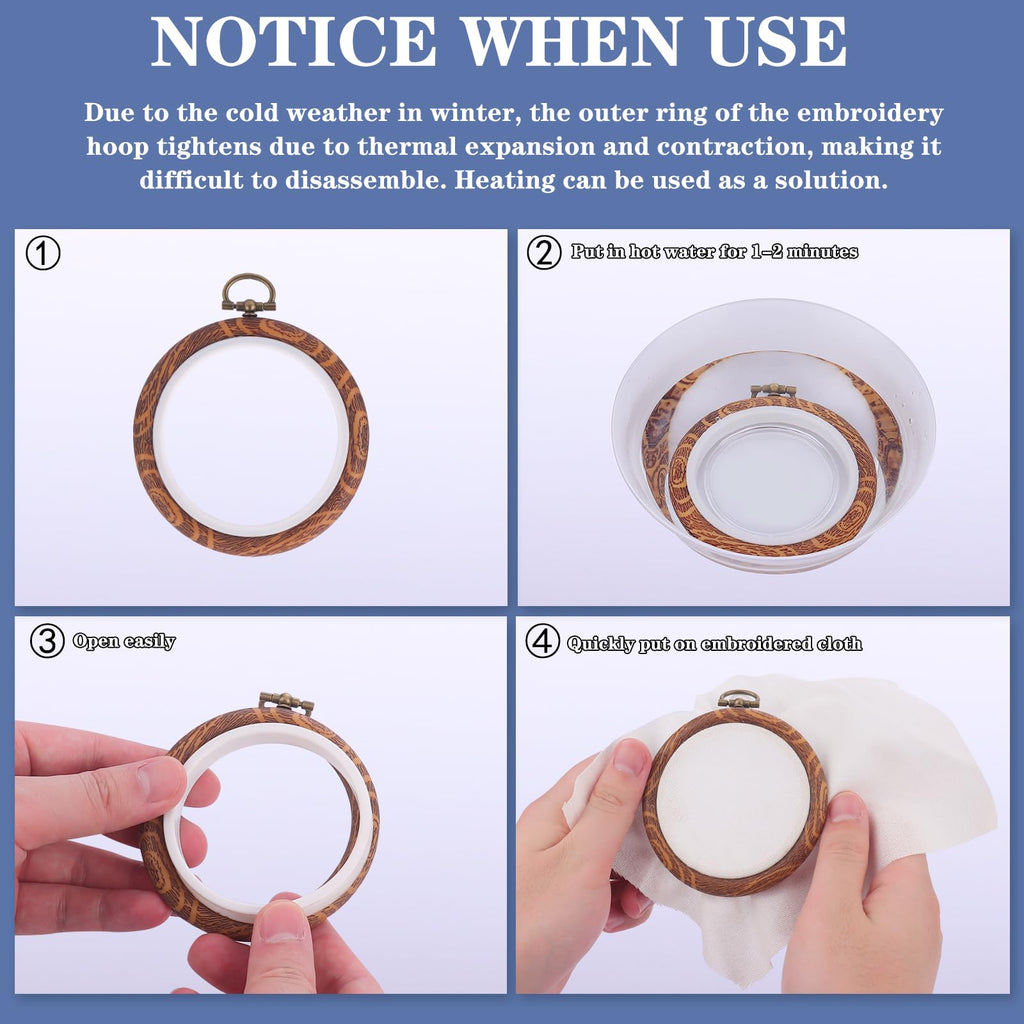 8 Pcs/Set Mini Embroidery Hoops 3 Inch Round Imitated Wood Plastic Display Frame Reusable Circle Cross Stitch Hoop Ring for Art Craft Sewing and Hanging Ornaments Home Decor