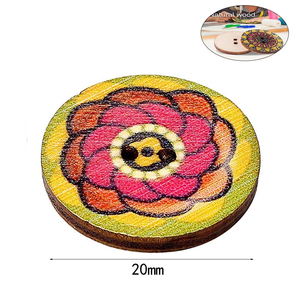 200 PCS Wood Buttons, Vintage Wood Buttons with 2 Holes for DIY Sewing Craft Decorative
