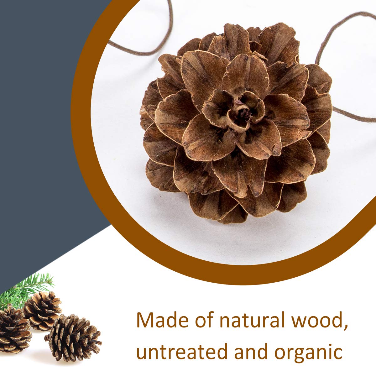 1" Natural Mini Pine Cones Christmas Ornaments - 40 Pcs Hanging Pinecone Crafts with Strings, Bulk Rustic Yule Decoration for Tree Table Garland Wreath Gift Tag Vase Filler
