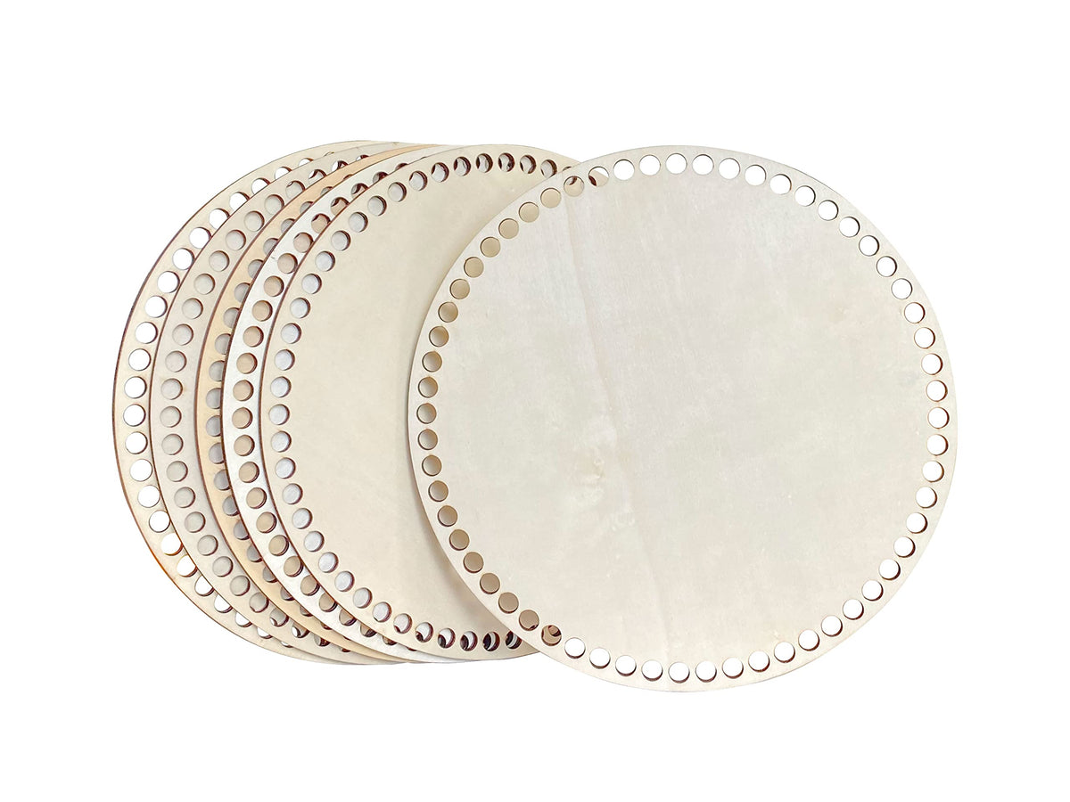 6-Pack 9 Inch Basket Bottom for Crochet Unfinished Wooden Round Weaving Knitting Base for Crafts