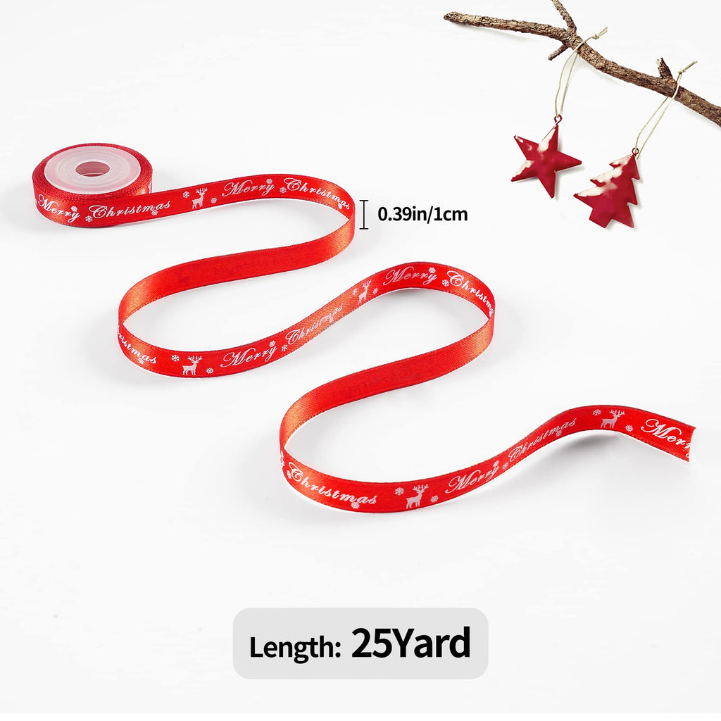 LIUYAXI 100 Yards 20 Rolls Christmas Ribbons Printed Grosgrain Ribbon Metallic Glitter Holiday Festival Double Faced Satin Ribbons 10 mm Wide for Gift Wrapping Crafts Xmas Decorations
