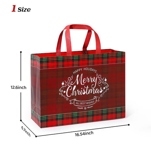 17" Extra Large Christmas Gift Bags Bulk 12Pack - Large Christmas Gift Bags with Handle Reusable Non-Woven Presents Wrapping for Holiday Xmas Shopping Size (16.54 * 6.7 * 12.6in)