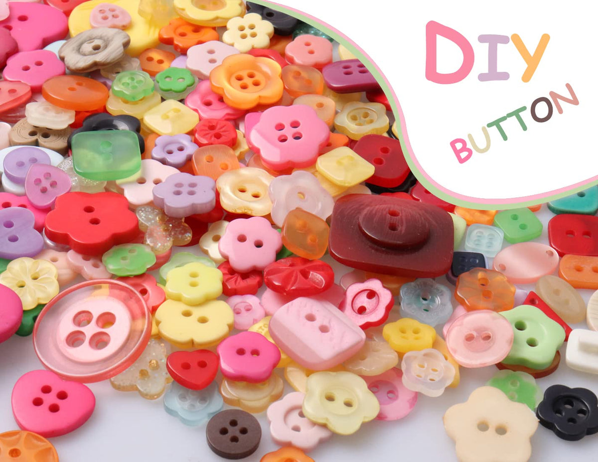 Tnstk Buttons Resin Buttons 2 and 4 Holes Assorted Buttons for Sewing Crafts DIY Projects Button Painting Craft Buttons (Multiform)