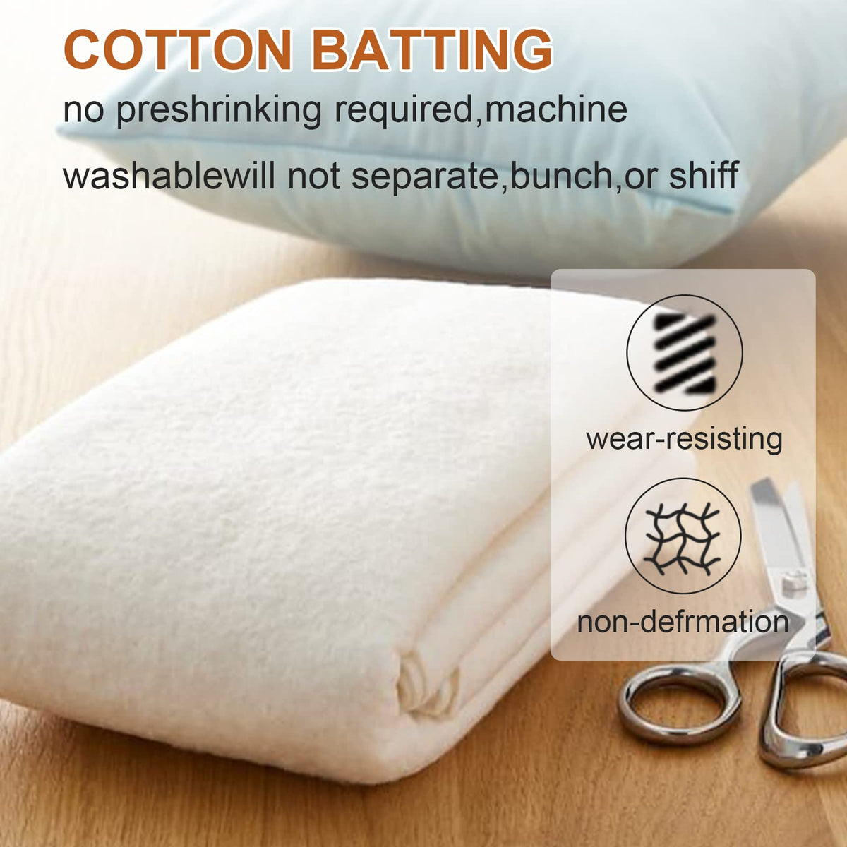 PLANTIONAL Natural Cotton Batting for Quilts: 47-Inch x 59-Inch Light Weight Purely Natural All Season Quilt Batting for Quilts, Craft and Wearable Arts