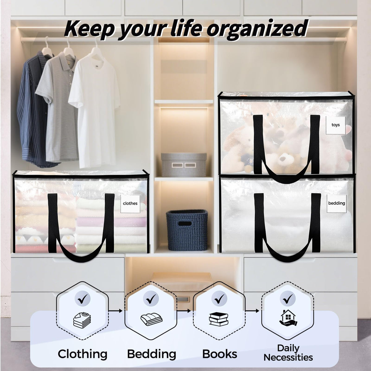 8-Pack Heavy-Duty Moving & Storage Bags — Clear