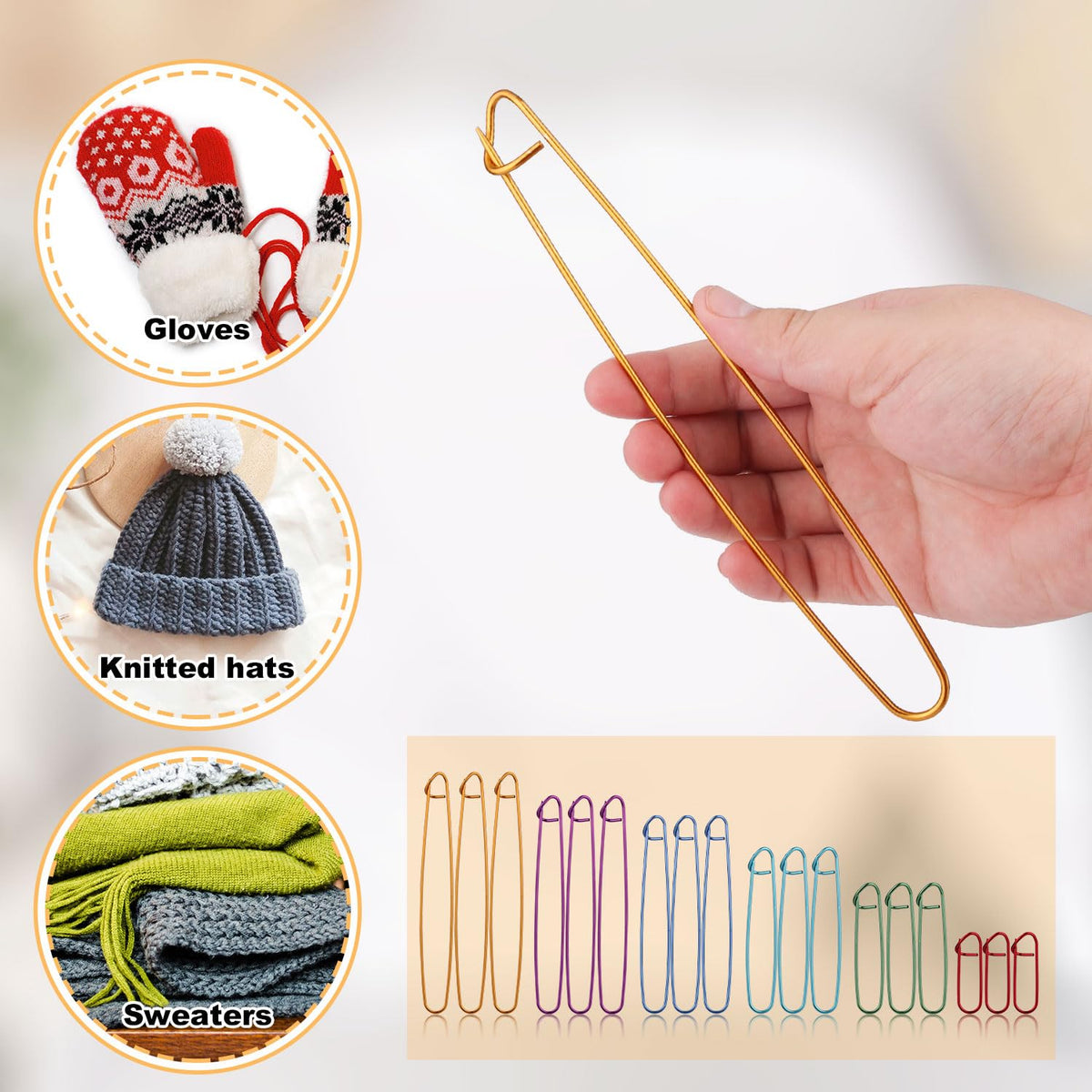 18 Pcs Knitting Stitch Holders, Yarn Stitch Holder Stitch Holders for Knitting Cable Needles Colorful Aluminum Crochet Stitch Holders Markers for Sewing Crocheting Supplies Tools Accessories
