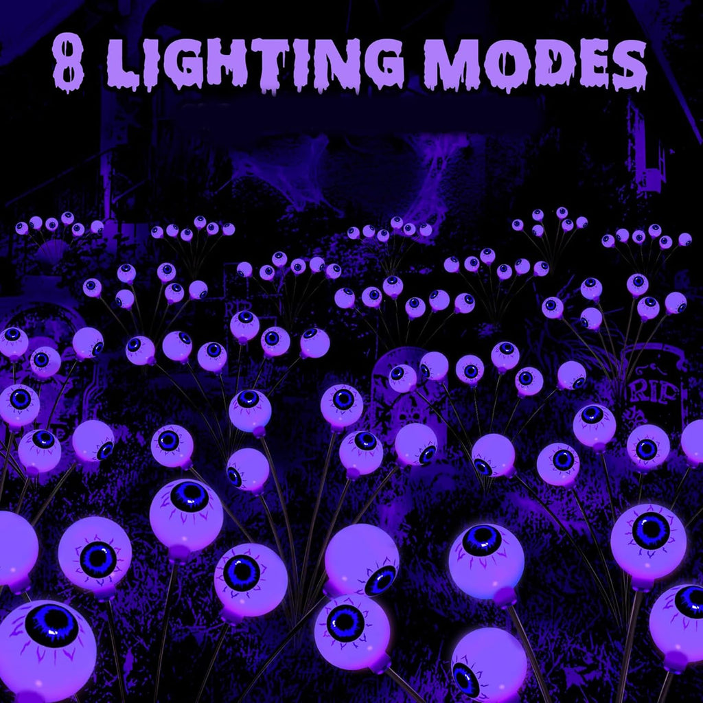 2-Pack Solar Halloween Eyeball Garden Lights — Purple