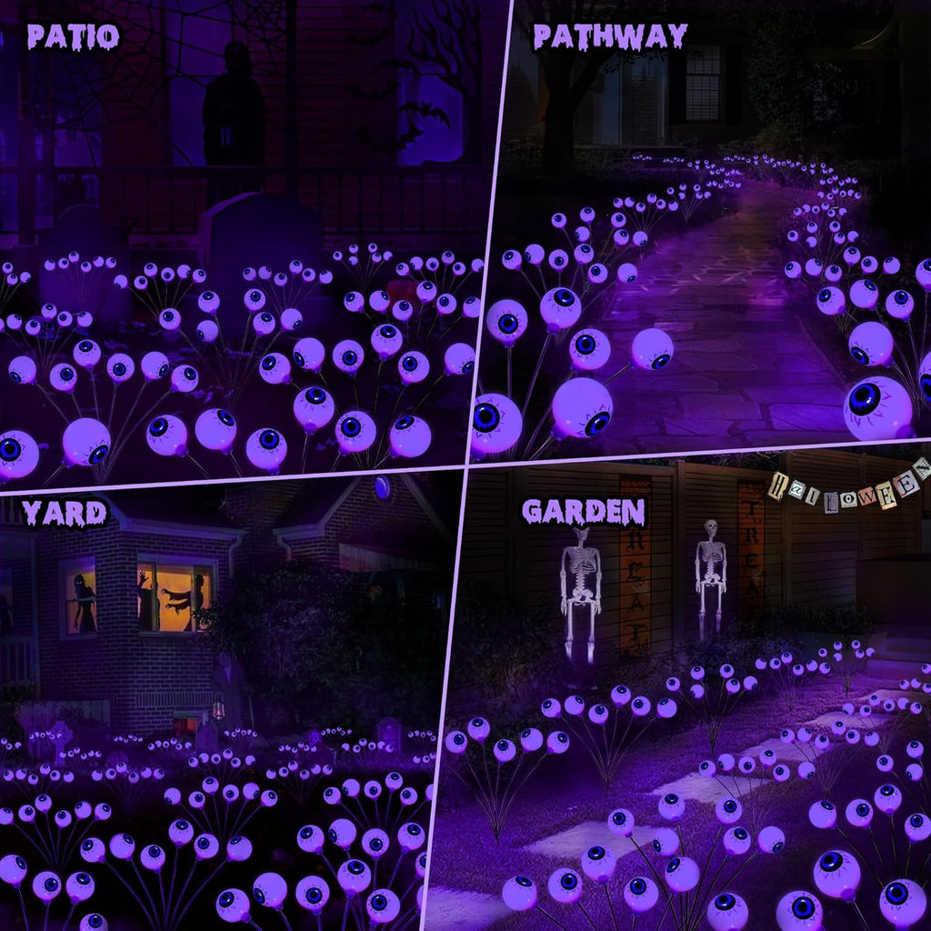 2-Pack Solar Halloween Eyeball Garden Lights — Purple