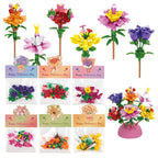24 Pack Valentine's Flower Bouquets Building Blocks - Ideal for Kids Classroom Exchange, Party Favors, and School Gifts, Includes Greeting Cards & Variety Designs for Boys and Girls
