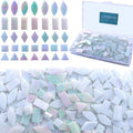 LITMIND Iridescent Glass Mosaic Tiles for Crafts, 240 Pieces 5 Shapes Mixed Stained Glass Sheets, Mosaic Kits for Adults (Iridescent White)