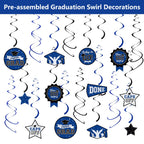 DAZONGE Graduation Decorations 2026 Blue, 265pcs Graduation Party Decorations 2026, Disposable Tableware Set for 50 Guests, Plates, Cups, Tablecloth with Congrats Grad Hanging Decor