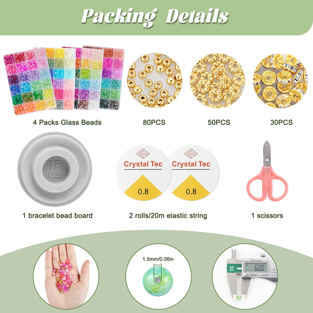3524pcs Glass Beads Bracelet Making Kit, 4 Types 96 Colors 6mm Glass Beads for Bracelets, Round Crystal Beads for Jewelry Making Necklace Earrings DIY Crafts