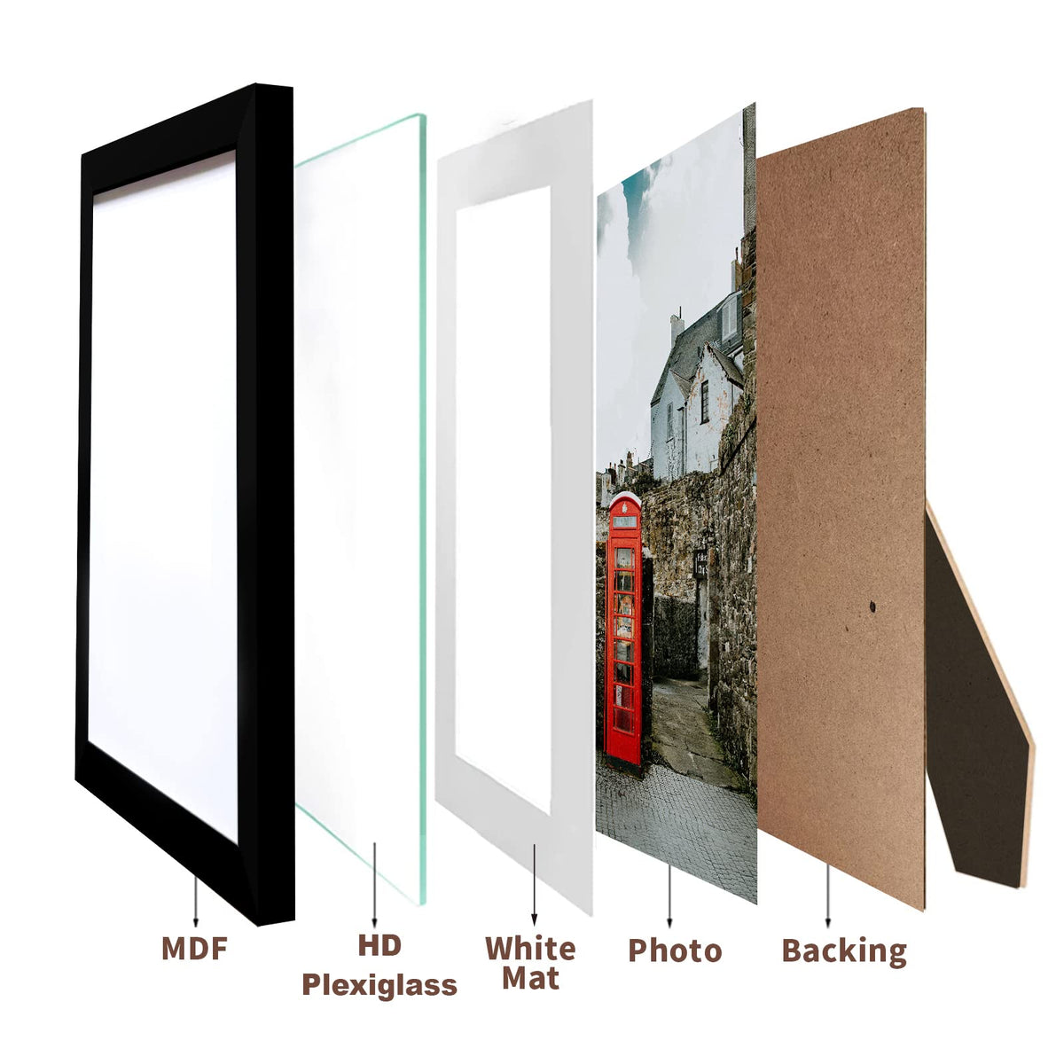 BESCRCL 8x10 Picture Frame Black Set of 6, Display Pictures 5x7 with Mat or 8x10 Without Mat for Wall Mounting or TableTop