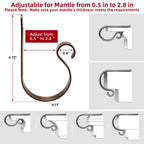 FINMOR Christmas Stocking Holders for Mantle Set 4,Lightweight Stocking Holder No-Slip Stocking Hangers for Mantel Fireplace,Adjustable Mantel Stocking Hooks