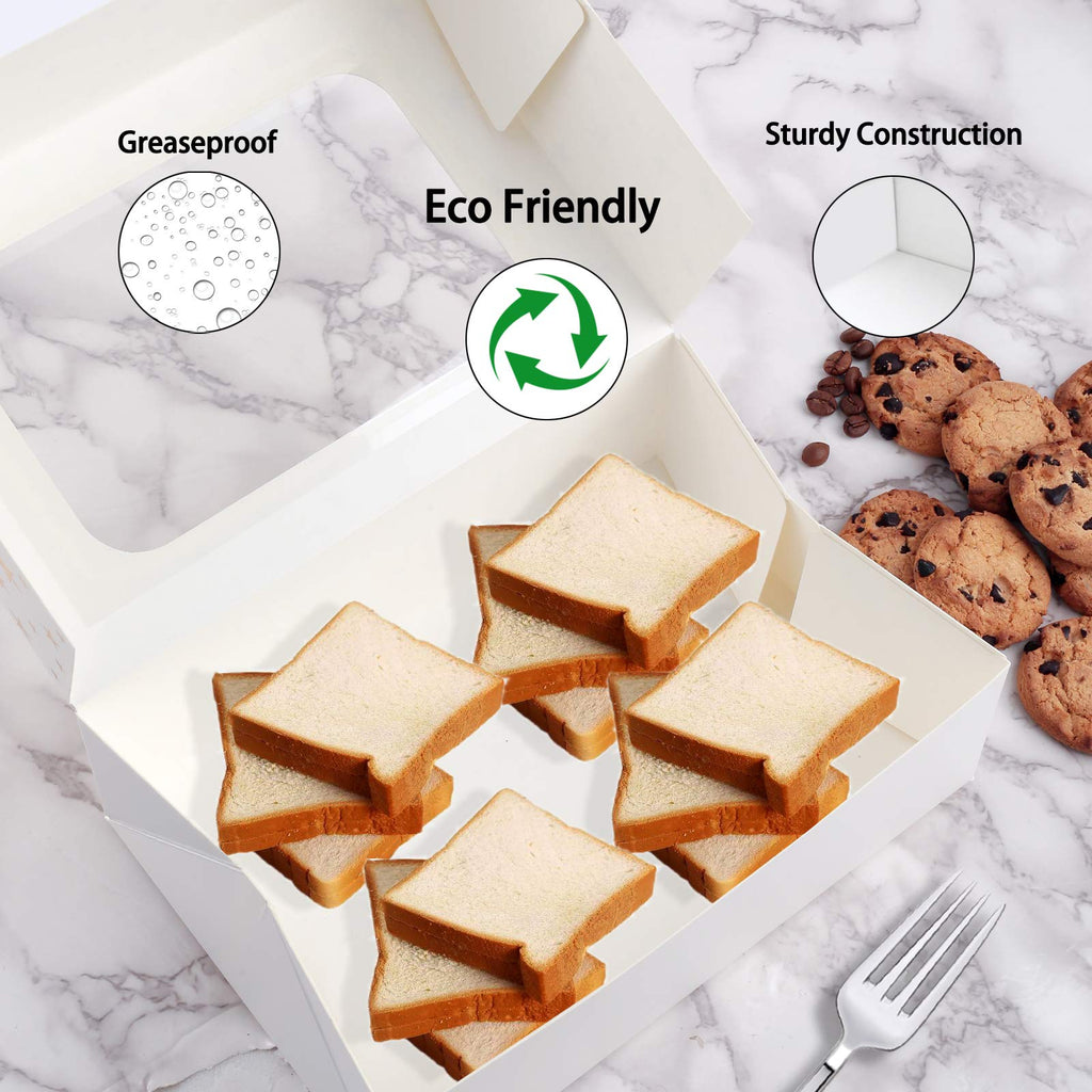 24 PCS Christmas Cookie Boxes for Gift Giving, 9x6x3 Golden Star Christmas Treat Boxes with Window, Auto-Up Holiday Cookie Boxes,Baking Goods Packaging Box for Desserts, Mini Cake, Donuts