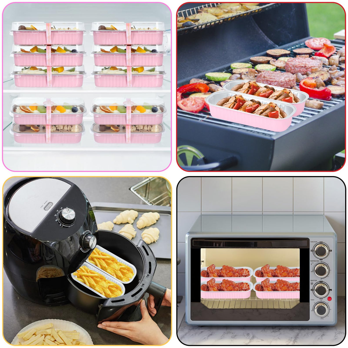 JuneHeart Mini Loaf Pans with Lids and Spoons, 30 Pack, Pink, 6.8oz, Rectangular Aluminum Foil Baking Pans