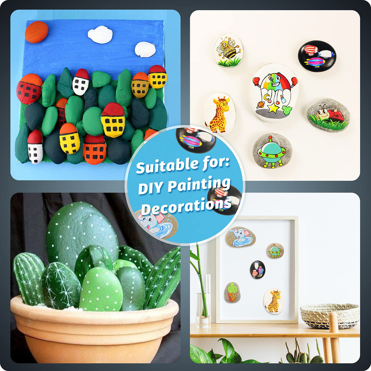 DALTACK 15-Piece Smooth River Rocks for Painting