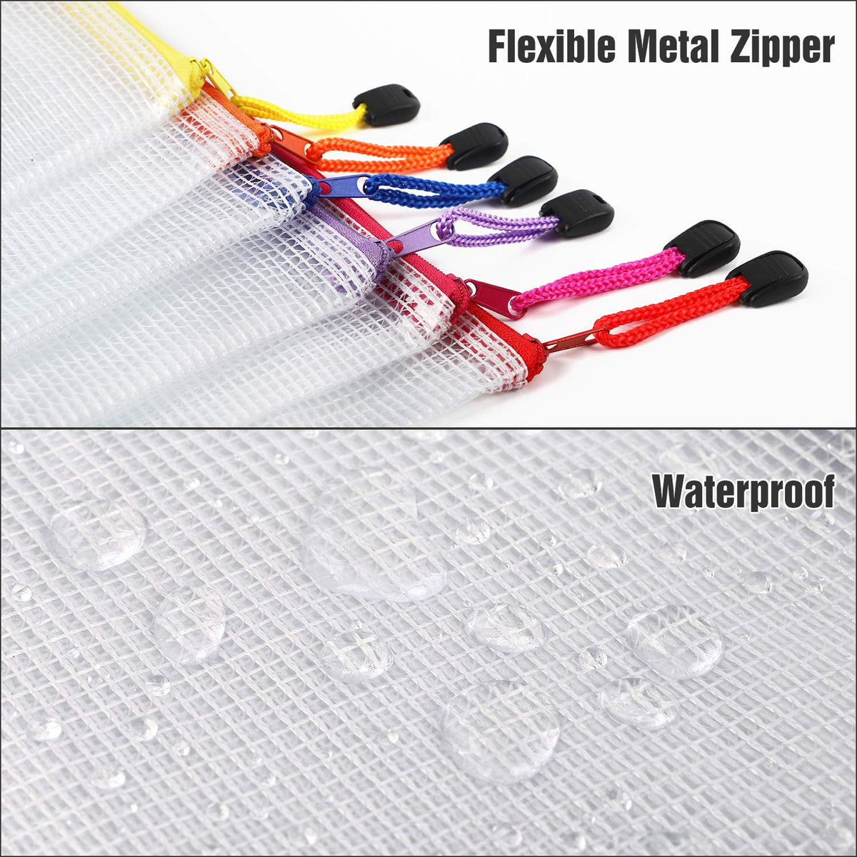 EOOUT 30pcs Mesh Zipper Pouch, Waterproof Zipper Bags, 8 Sizes, 8 Colors, Multipurpose for Travel, School Supplies, Office Appliances and Home Organization