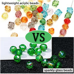 1800Pcs 4mm Glass Beads for Bracelets Jewelry Making, Faceted Bead Friendship Bracelet Kit, Rainbow Beads DIY Craft with Charms