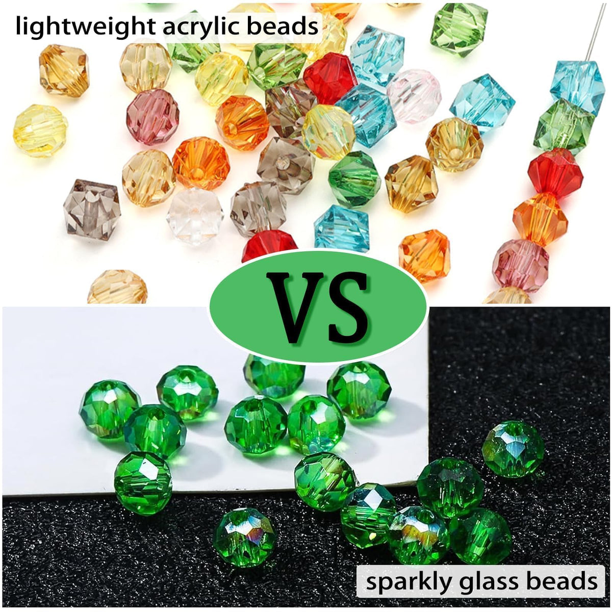 1800Pcs 4mm Glass Beads for Bracelets Jewelry Making, Faceted Bead Friendship Bracelet Kit, Rainbow Beads DIY Craft with Charms
