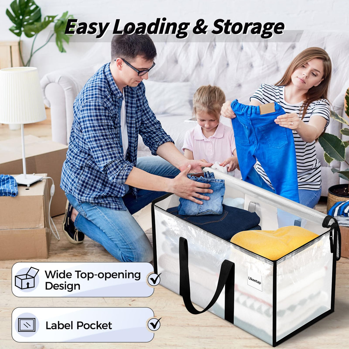 8-Pack Heavy-Duty Moving & Storage Bags — Clear