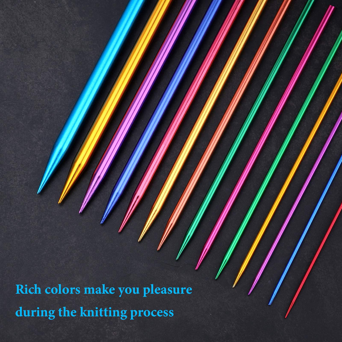 BCMRUN 28Pcs/14 Pairs Stainless Steel Knitting Needles Set, Colored Straight Single Pointed Metal Knitting Needles, 14 Size from 2.0mm-10.0mm, 13.8 Inches Length for Handmade DIY Knitting (35cm)
