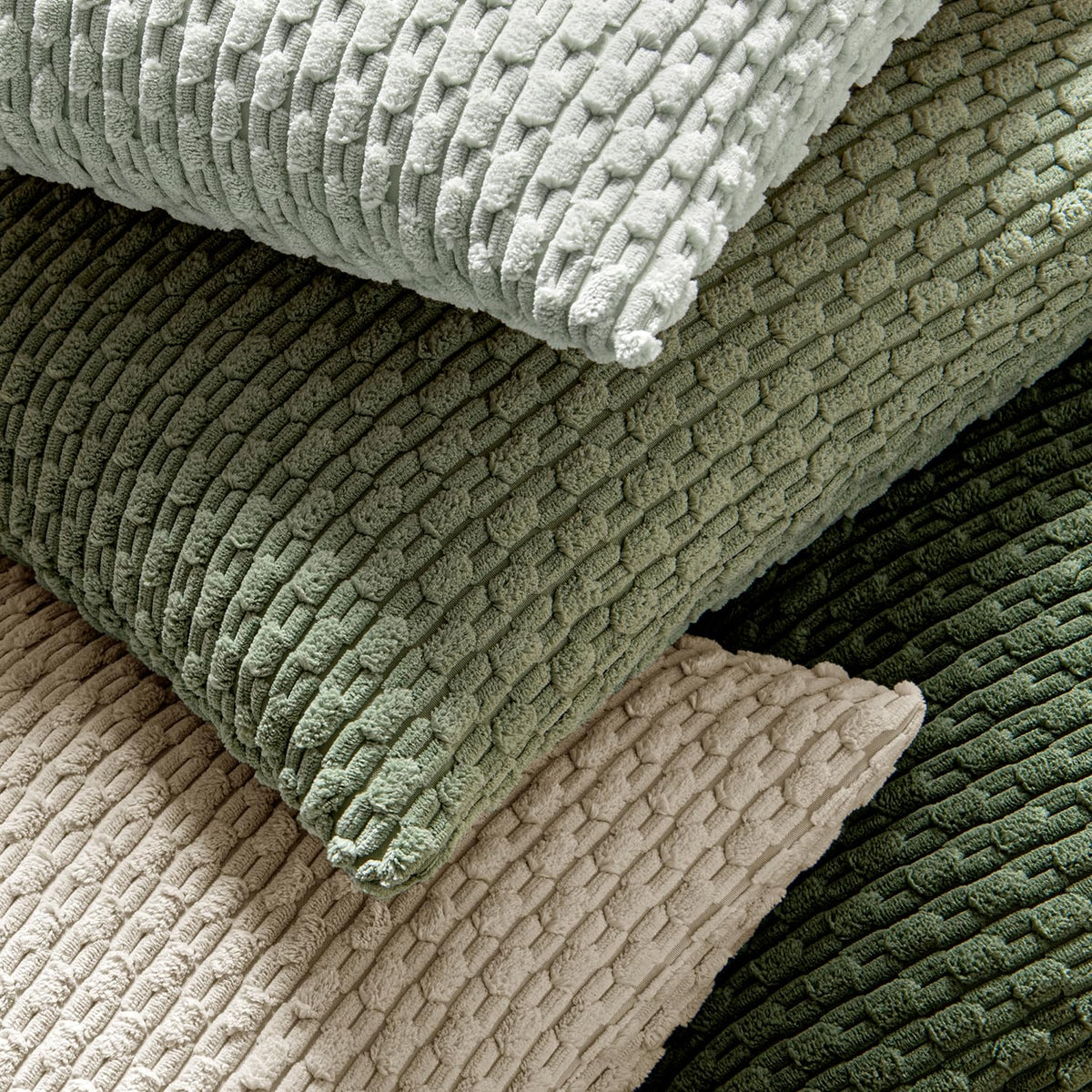 Throw Pillow Covers Soft Corduroy Decorative Set of 2 Boho Striped Pillow Covers Pillowcases Farmhouse Home Decor for Couch Bed Sofa Living Room Spring 18x18 Inch Sage Green