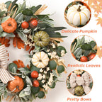 22'' Fall Wreaths for Front Door, Fall Decorations for Home Autumn Wreath